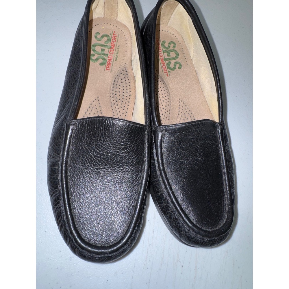 SAS Tripad Comfort Black Pebbled Leather Loafers Womens 6.5 M Made in USA - Picture 2 of 9